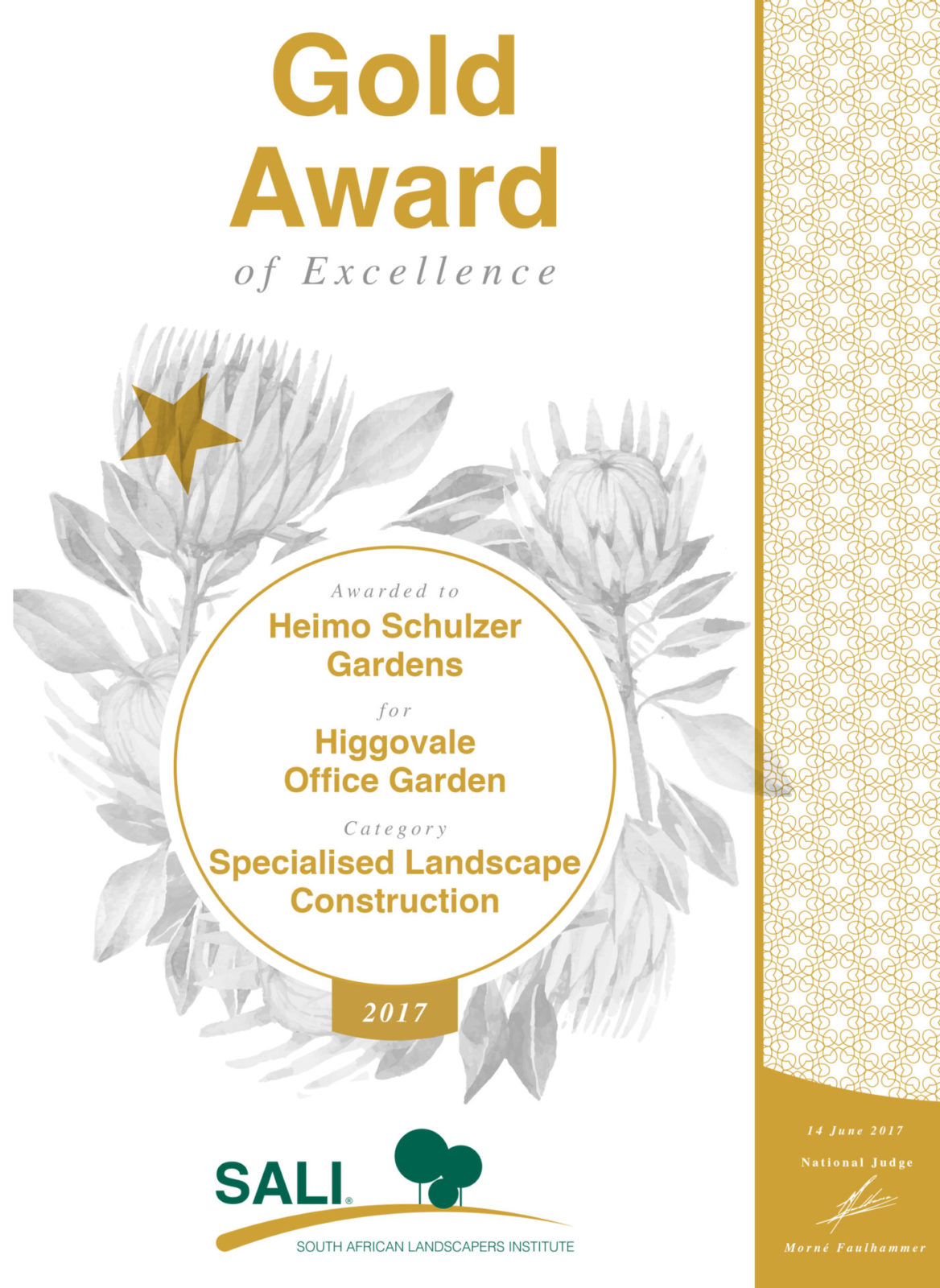 Higgovale Office Garden Gold Award 2