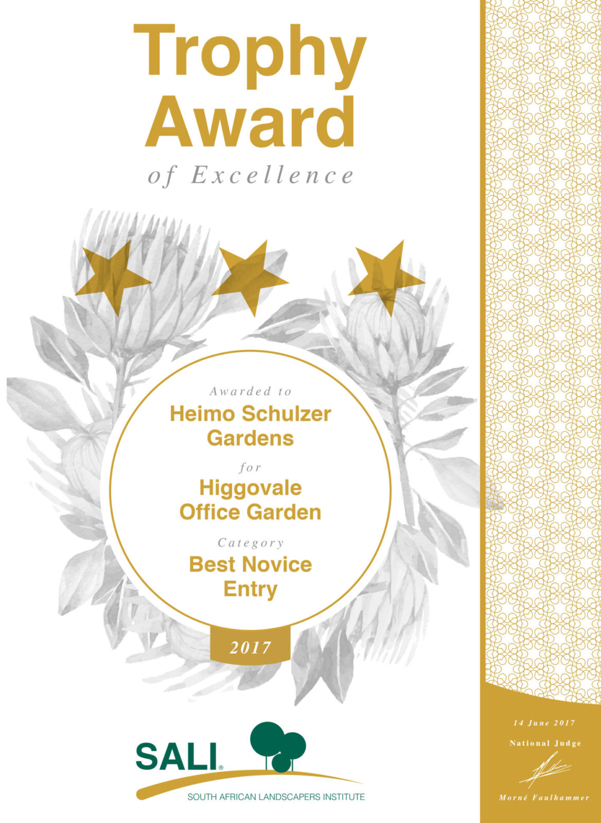 Higgovale Office Garden Thropy Award 1